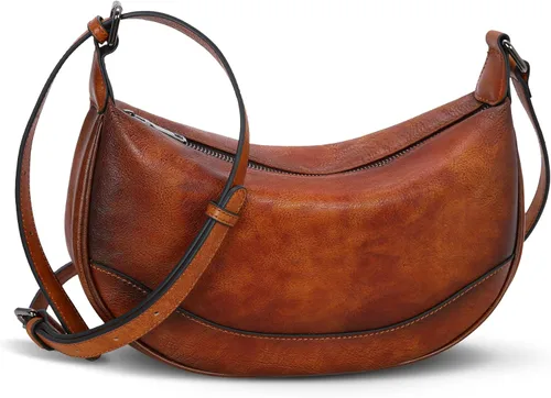 Vista 9 de HESHE Bolsos cruzados para mujer, bolsos de cuero de diseñador, bolso de hombro vintage, bolso Hobo Crescent