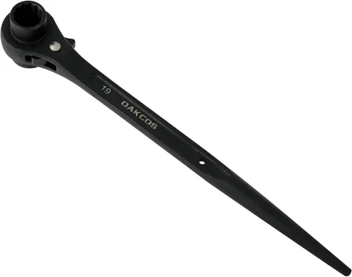 Vista 9 de DAKCOS 2 Piezas 19 mm×22 mm O 3/4"×7/8" 12 Puntos Llave de Trinquete de Doble Extremo con Enchufe de Andamio Spud, Negro