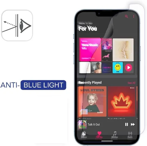 Vista 5 de Armor Protector de pantalla de vidrio flexible para iPhone 16e / 13 Pro / 13, antirreflejos con antiluz azul