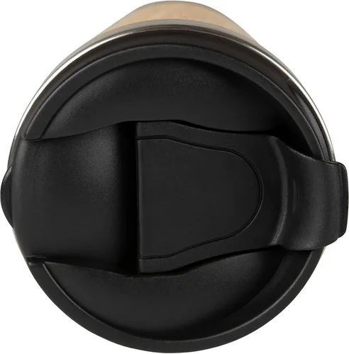 Vista 4 de Taza de viaje de bambú de acero inoxidable, tapa a prueba de derrames y taza de café aislada de 16 onzas