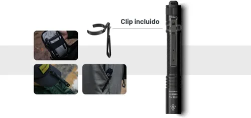 Vista 8 de Nitecore Linterna MT2A Pro EDC, 1000 lúmenes, haz de 279 yardas, recargable USB-C, compatibilidad de doble potencia, linterna delgada compacta e