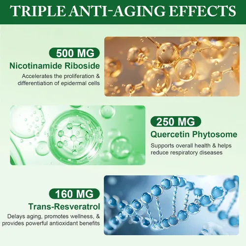 Vista 3 de Suplemento NAD, ribósido de nicotinamida NAD, liposoma alternativa NAD extra fuerte, Boost NAD y resveratrol + para mujeres y hombres, energía