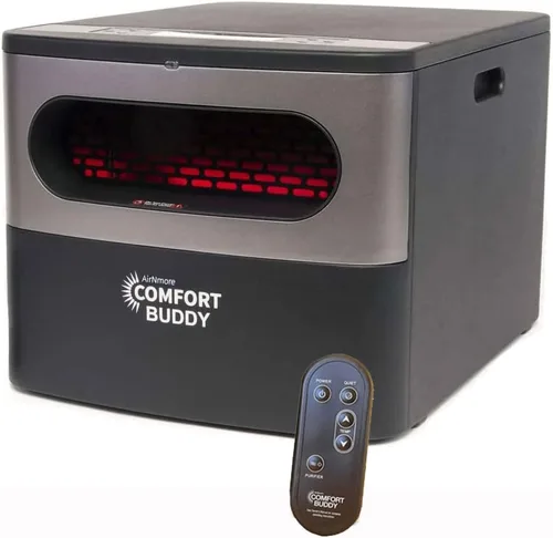 Vista 3 de Comfort Buddy, calentador de espacio de AirNmore, factor de forma pequeño único para áreas pequeñas, controles en la parte superior más control