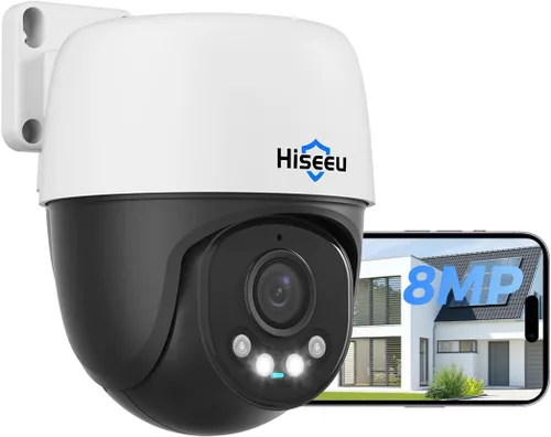 Vista 8 de Hiseeu Seguimiento automático + audio de 2 vías: cámara de seguridad con cable PoE de 5MP para exteriores, PTZ 300° Pan 90 Tilt Digital Zoom
