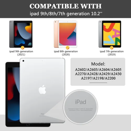 Vista 2 de OKP Funda para iPad de 9ª/8ª/7ª Generación (2021/2020/2019), Fundas para iPad de 10.2 pulgadas con Soporte Tríptico, Funda Delgada para iPad