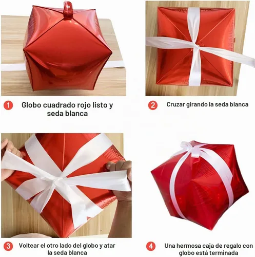 Vista 7 de Kit de arco de guirnalda de globos de Navidad con globos de caramelo rojo y blanco de Navidad, caja de regalo, globos de estrella roja