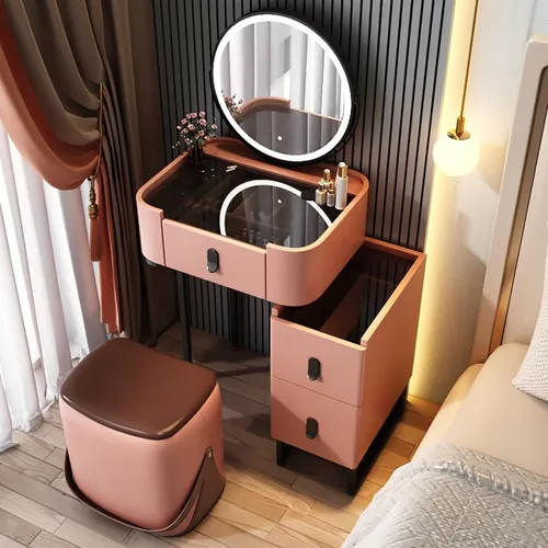 Vista 14 de Vanity Desk with Mirror and Drawers, White Vanity with Mirror, Wooden Makeup Desk for Bedroom Dressing Room, with Adjustable Brightness Mirror,Dark