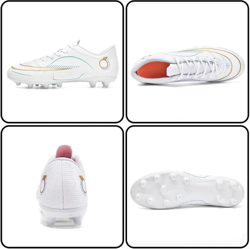 Vista 2 de Unitysow Zapatos de fútbol para hombre con tacos de fútbol firme para entrenamiento profesional, zapatos de fútbol para interiores y exteriores