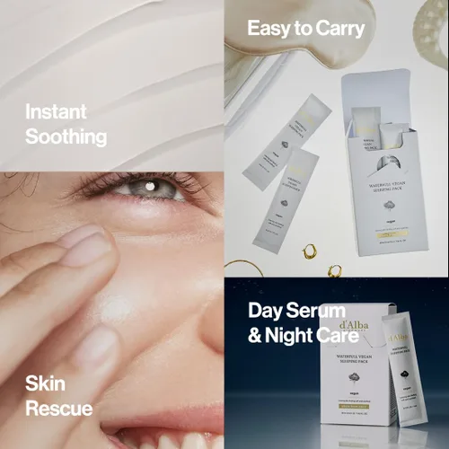 Vista 4 de d'alba Piedmont Paquete de Sueño Vegano de Trufa Blanca Italiana Waterfull, Mascarilla Facial Nocturna Sin Enjuague, Tipo Gel Portátil