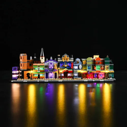 Vista 2 de YEABRICKS Luz LED para el modelo de bloques de construcción del Callejón Diagon de Harry Potter Tiendas de Magia 76444