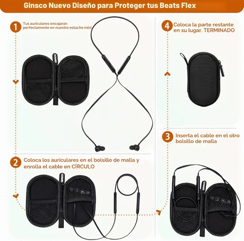 Vista 6 de Ginsco Estuche Mini-Portátil para Auriculares Beats Flex Inalámbricos con Micrófono Integrado, para Auriculares Apple EarPods con Cable/Auriculares