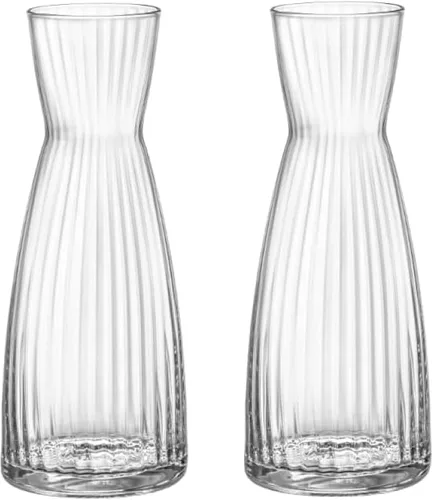 Vista 10 de Bormioli Rocco Ypsilon - Juego de 2 jarras de vidrio transparente de 18.5 onzas para servir agua, vino y bebidas, vasos modernos para mesa, comedor