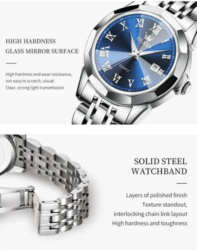 Vista 5 de OLEVS Reloj de pulsera para mujer, pequeño reloj de pulsera de acero inoxidable para mujer, reloj analógico de cuarzo para mujer