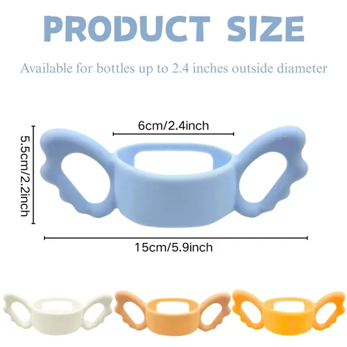 Vista 2 de Paquete de 4 asas de botella compatibles con botellas de silicona reutilizables Boon Nursh, bonito diseño de alas, soporte de botella de silicona