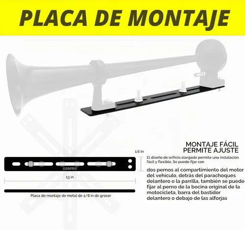 Vista 3 de GAMPRO Bocina de aire para camión, barcos, coche para 12 V, 150 db, kit de bocinas de tren súper ruidosas con soporte Complete kit includes