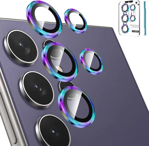 Vista 23 de Tensea Protector de lente de cámara Samsung Galaxy S22 Ultra, protector de pantalla de vidrio templado 9H, anillo individual de metal para S22 Ultra