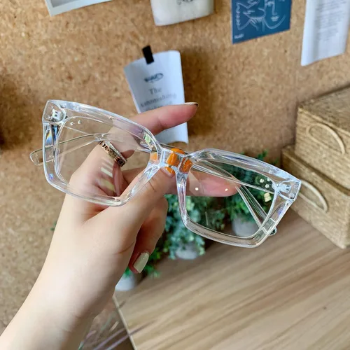 Vista 3 de EYLRIM Gafas clásicas de lente transparente con marco cuadrado grueso para mujeres y hombres, anteojos sin receta