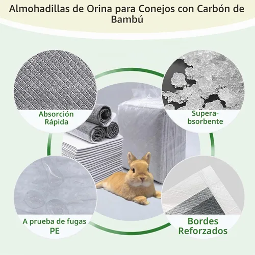 Vista 3 de 20 almohadillas para orina de conejo, pañales desechables de conejo de 18 x 13 pulgadas, almohadilla para orinal para mascotas Almohadillas