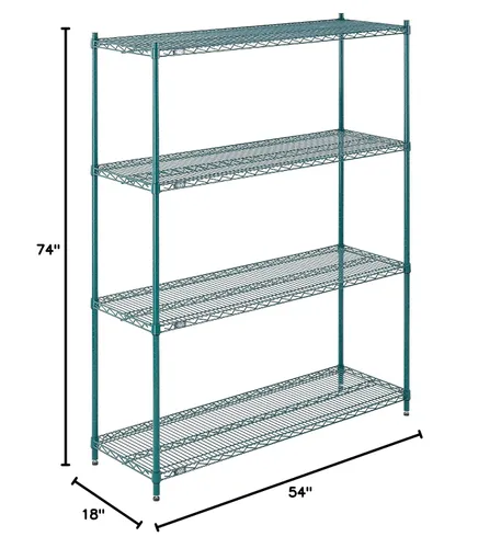 Vista 17 de Nexel Estantería de alambre ajustable Poly-Green, 4 niveles, organizador de almacenamiento comercial resistente, 18 x 54 x 74 pulgadas, verde