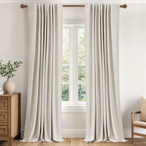 Vista 20 de MIULEE Cortinas de lino 100% opacas para dormitorio, 40 pulgadas de ancho x Marrón Oscuro