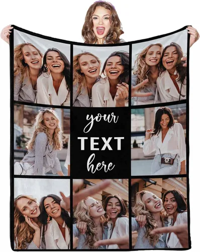 Vista 35 de Mantas personalizadas con fotos, 1 foto, manta personalizada, regalos personalizados para mamá, papá, pareja, novia, novio, esposa, marido, 8 tamaños