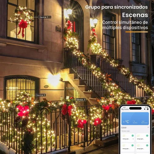 Vista 5 de Brizled - Tira de luces inteligentes para Navidad, 20 metros / 66 pies, 200 luces LED que cambian de color, control por aplicación y voz, luces