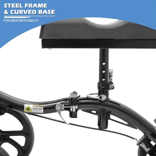 Vista 10 de monicare Rodillera para adultos, ruedas delanteras de 10 pulgadas, alternativa de muleta médica orientable con sistema de freno doble y bolsa