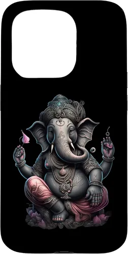 Vista 14 de iPhone 16 Dios hindú Ganesha Lotus Pose Yoga y Meditación Caso