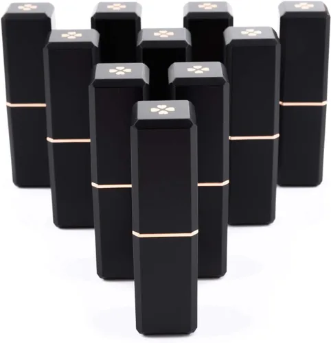 Vista 7 de Allwon 10 tubos de lápiz labial vacíos negros DIY contenedor de bálsamo labial (tubo cuadrado), Negro -, Tubo cuadrado