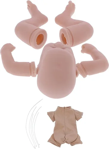 Vista 5 de Kit de 19 muñecas – Molde de muñeca bebé sin pintar con extremidades, cabeza, cuerpo de tela, ojos y accesorios