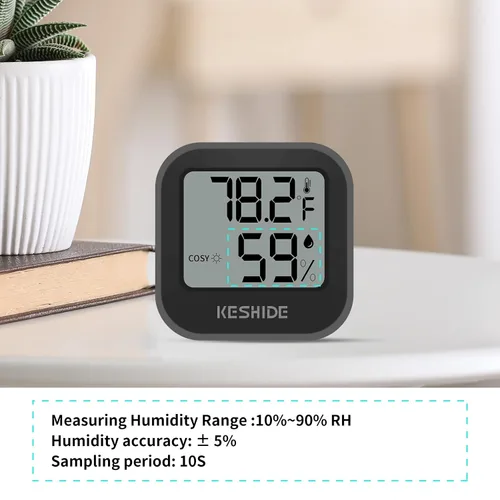 Vista 4 de Termómetro higrómetro digital para temperatura ambiente, medidor de humedad, termómetro interior, calibración de precisión, sensor de temperatura