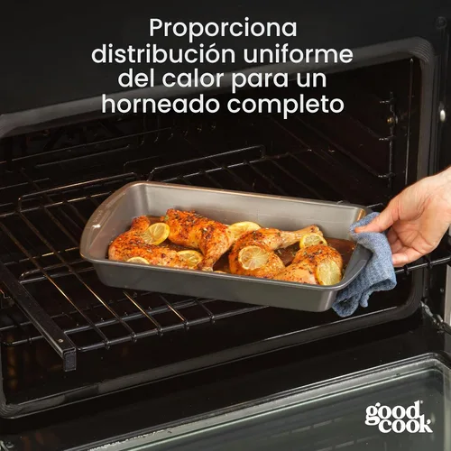 Vista 6 de Goodcook Bandeja antiadherente para lasaña y asado, 14 x 10 pulgadas, color plateado