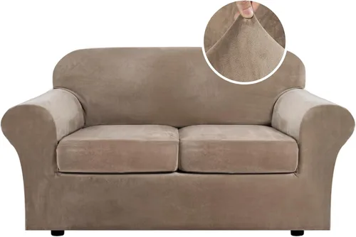 Vista 127 de H.VERSAILTEX - Funda elástica para sofá de 2 piezas, funda protectora de terciopelo, suave, con parte inferior elástica, con un ancho de hasta 49