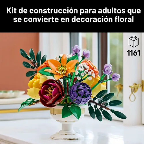 Vista 2 de LEGO Botanicals Flower Arrangement Artificial Flowers Building Set - Decor for Table Display - Gift for Birthdays - Unique Bouquet for Adults, Ages