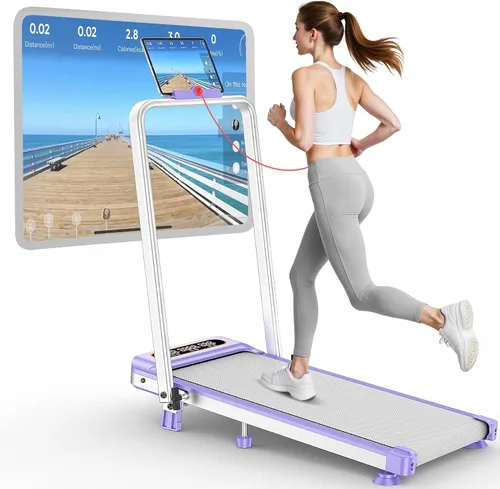 Vista 8 de Walking Pad with 15% Incline/ Handle Bar/Dual Display, 3.5HP Portable Treadmills for Home Small, Foldable Walking Pad Treadmill with Incline 4