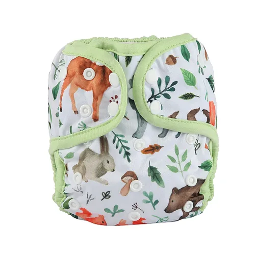 Vista 9 de Funda de pañal de tela de talla única con refuerzo doble (dinosaurio bebé), talla única