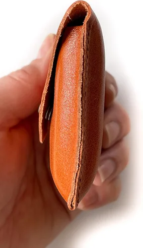 Vista 3 de Funda de cuero para tarjetas Mini cartera con broche de perlas - Hecho en los Estados Unidos