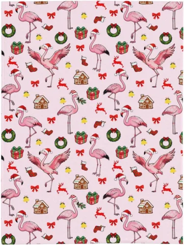 Vista 3 de Manta de franela de flamenco de Navidad para niños y mujeres, manta mullida y acogedora de felpa de 50 x 40 pulgadas