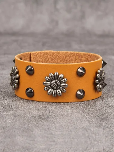 Vista 8 de Jeilwiy Pulseras de cuero punk para hombres, pulseras hechas a mano, brazalete ancho, joyería trenzada, color negro y marrón, ajustable, regalos
