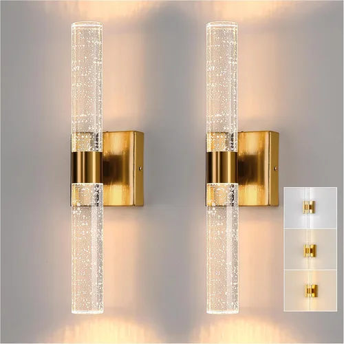 Vista 10 de Juego de 2 apliques de pared para baño con pantalla de vidrio esmerilado Negro