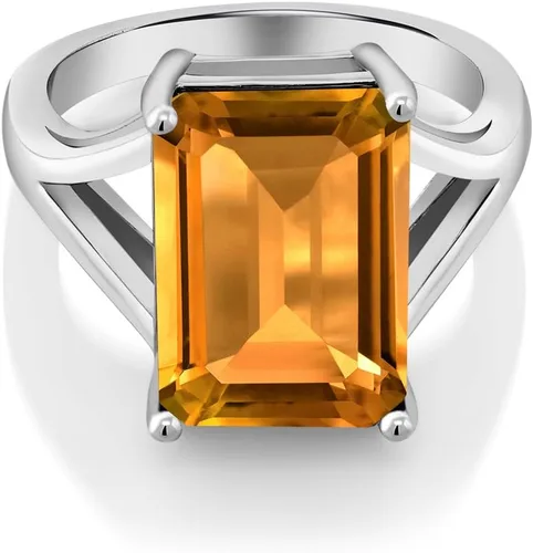 Vista 77 de Gem Stone King Anillo de compromiso solitario con piedra preciosa de corte esmeralda de 0.551 x 0.394 in para mujer, plata de ley 925, anillo