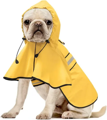 Vista 18 de Impermeables Reflectantes Impermeables para Perros - Chaqueta de Lluvia Ajustable para Cachorros, Chubasqueros Ligeros con Capucha para Perros