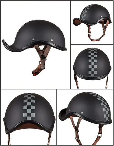 Vista 2 de Casco de motocicleta vintage, medio casco retro para motocicleta, gorra de béisbol, casco de motocicleta de cara abierta, para adultos, hombres