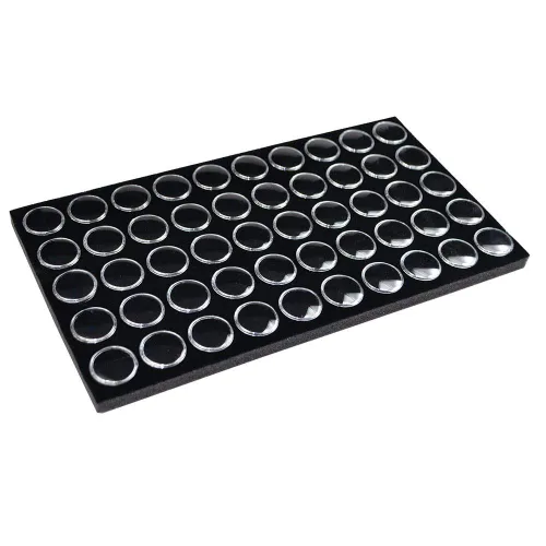 Vista 4 de 888 Display USA - 50 tarros de gemas de espuma negra con bandeja apilable negra