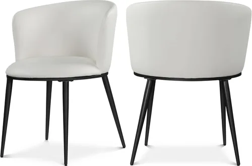 Vista 7 de Meridian Furniture Skylar Collection Modern Silla de comedor tapizada contemporánea con respaldo redondeado y patas de hierro resistentes, juego