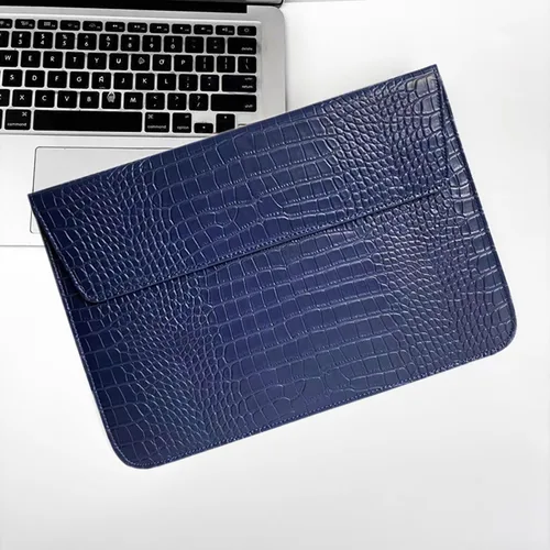 Vista 3 de 13-13.6 "cocodrilo PU cuero portátil manga bolsa de transporte con Marrón oscuro