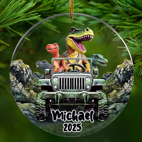 Vista 12 de Adorno de dinosaurio personalizado para niños, niñas, hija, hijo, dinosaurio, decoración artesanal, adornos acrílicos con nombre personalizado