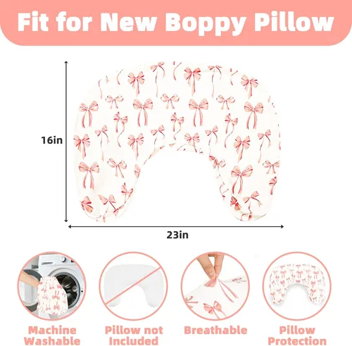 Vista 3 de Funda de almohada de lactancia, fundas de lactancia extraíbles para almohadas de lactancia, ajuste elástico y suave para bebés recién nacidos, lazo