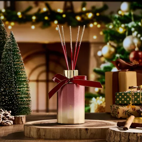 Vista 3 de Airkeep - Juego de Difusor de Cañas - Especias Navideñas Difusor de Canas Navideño con 8 Varillas de Junco - Difusor de Aceite Perfumado