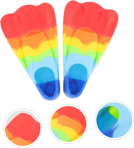 Vista 5 de SUPVOX Aletas de natación de silicona, cuchillas cortas, aletas en forma de abanico para niños, entrenamiento, esnórquel, buceo, uso ligero
